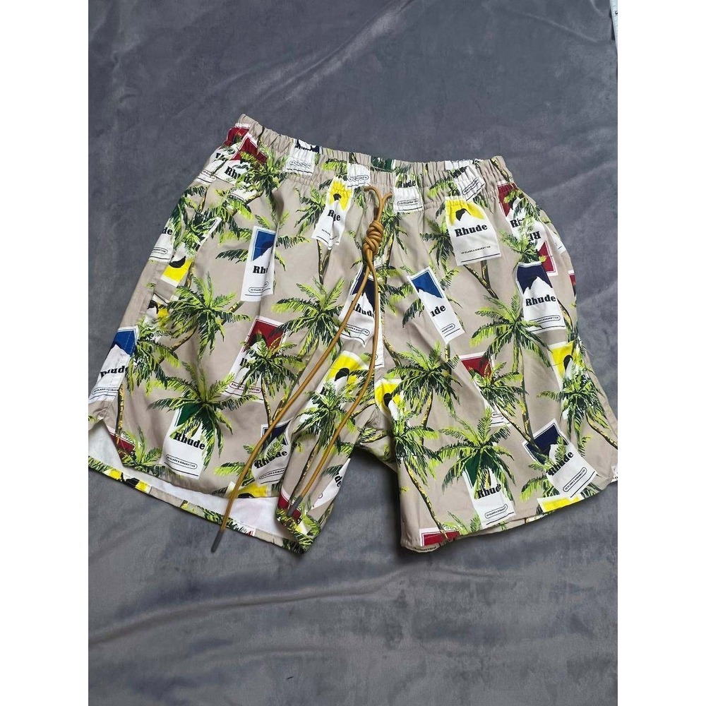 Rhude Cigarette Trunks Tan/Multi Size S Men's Cigarette Cases Drawstring Shorts